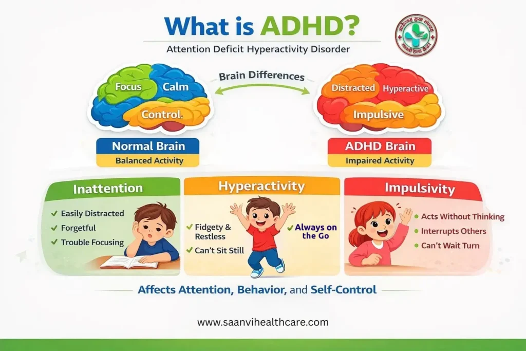 बच्चों में ADHD के लक्षण जैसे ध्यान की कमी और हाइपरएक्टिव व्यवहार